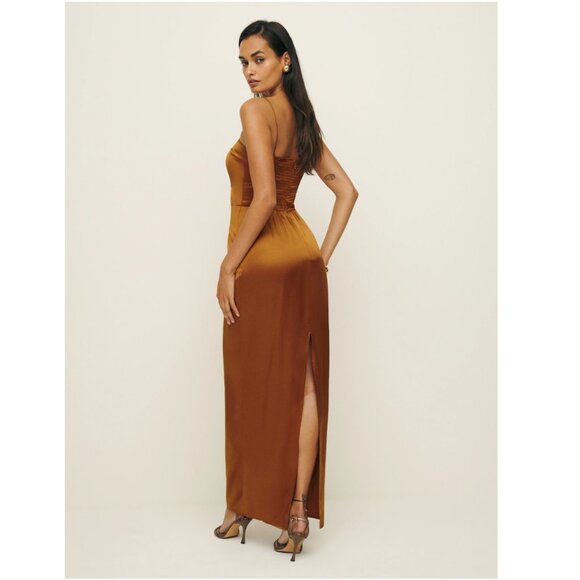 Reformation Frankie Silk Dress in Copper - Picture 3 of 13